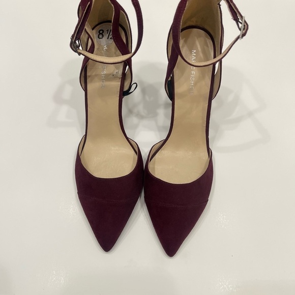 Marc Fisher Burgundy Nimble2 Ankle Strap Pointed Toe Heels - Picture 3 of 11